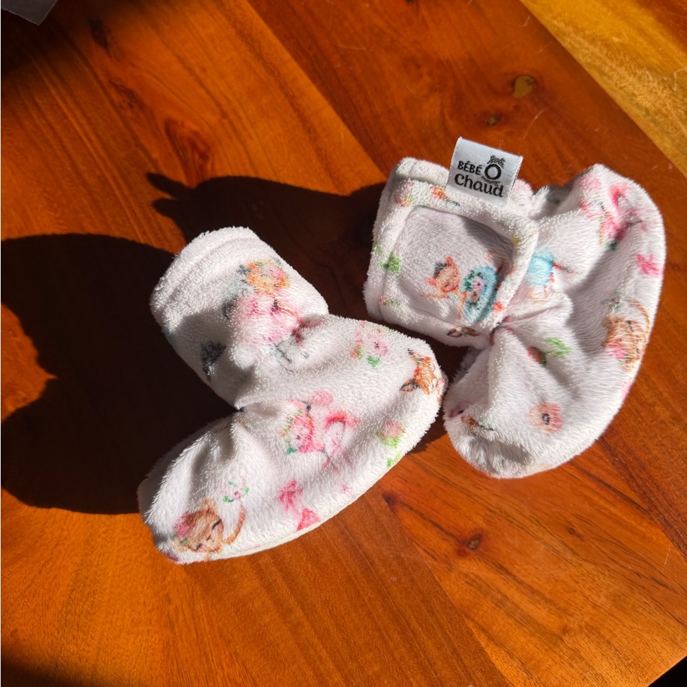 Bebe O Chaud Baby Booties with Floral Print